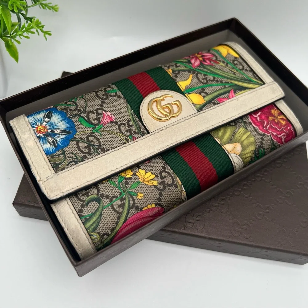 GUCCI Flora Ophidia Wallet Purse GG Supreme with box Authentic - Picture 1 of 12